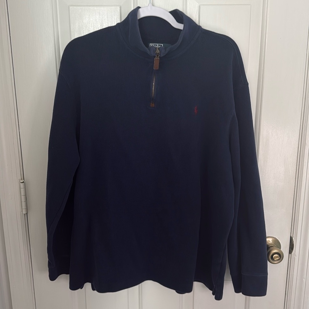 Polo by Ralph Lauren Navy Ribbed Jacket, 3/4 Zip Wear as a Shirt or Jacket